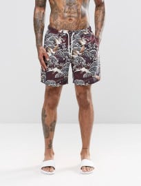 Asos Swim Shorts With Floral Print In Mid Length
