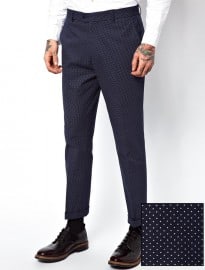 Asos Slim Fit Smart Cropped Trousers In Polka Dot