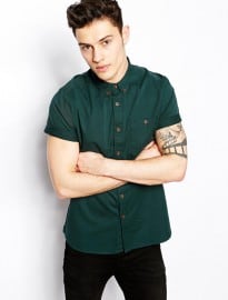 Asos Twill Shirt In Short Sleeve