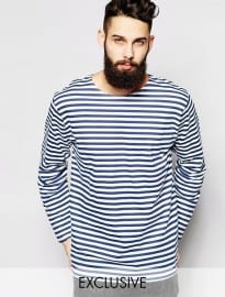 Reclaimed Vintage Military Striped Long Sleeve T-shirt