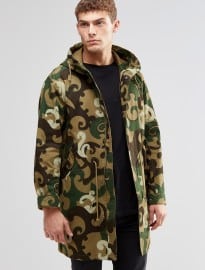 Pretty Green Parka In Camo Print