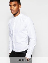 Wincer & Plant Smart Shirt With Grandad Collar Slim Fit Exclusive