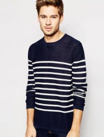 Selected Linen Mix Breton Stripe Knitted Jumper