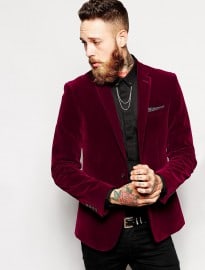 Asos Slim Fit Blazer In Velvet