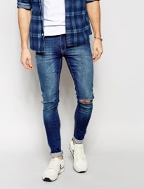 Asos Extreme Super Skinny Jeans With Knee Rips