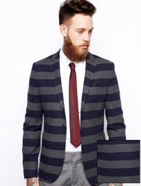 Asos Slim Fit Blazer In Stripe Jersey