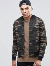 New Look Bomber Jacket In Camo Print