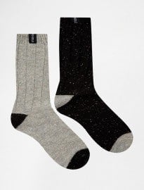 Pringle Of Scotland Boot Socks In 2 Pack Black Label