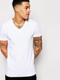 Asos Muscle Fit T-shirt With V Neck And Stretch