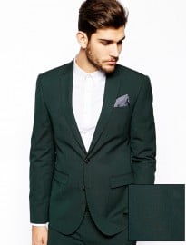 Asos Slim Fit Suit In Dark Green Pindot