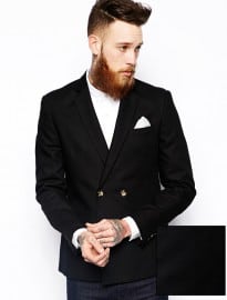 Asos Slim Fit Double Breasted Blazer In Cotton