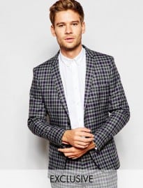 Selected Homme Exclusive Multi Colour Check Blazer In Skinny Fit