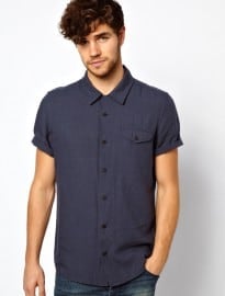 Asos Shirt In Short Sleeve With Linen Mix