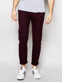 New Look Slim Fit Chino In Burgundy