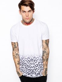 Asos T-shirt With Leopard Print And Long Length Skater Fit