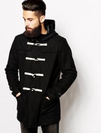 Asos Wool Duffle Coat In Black
