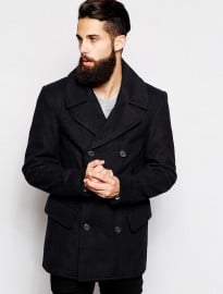 Asos Wool Peacoat In Navy
