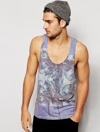 Asos Vest With Tropical Print And Extreme Racer Back.