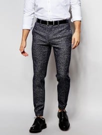 Asos Skinny Cuffed Trousers In Wool Mix