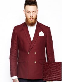 Asos Slim Fit Double Breasted Blazer In Cotton