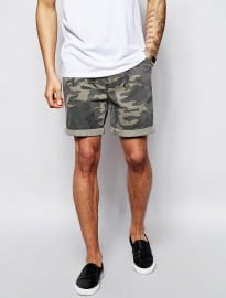 Asos Chino Shorts With Camo Print