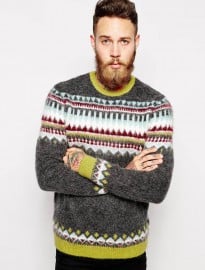 Asos Fair Isle Jumper With Mohair