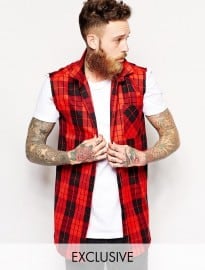 Reclaimed Vintage Sleeveless Check Shirt In Longline