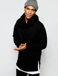Asos Longline Oversized Hoodie With Extreme Funnel In Black