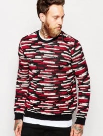 Edwin Crew Jumper Stroke Fine Knit Jacquard Stripe
