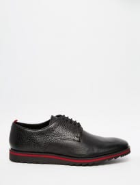 Asos Derby Shoes In Black Leather With Cleated Sole
