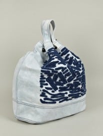 Kenzo Mens Embroidered Logo Denim Tote Bag