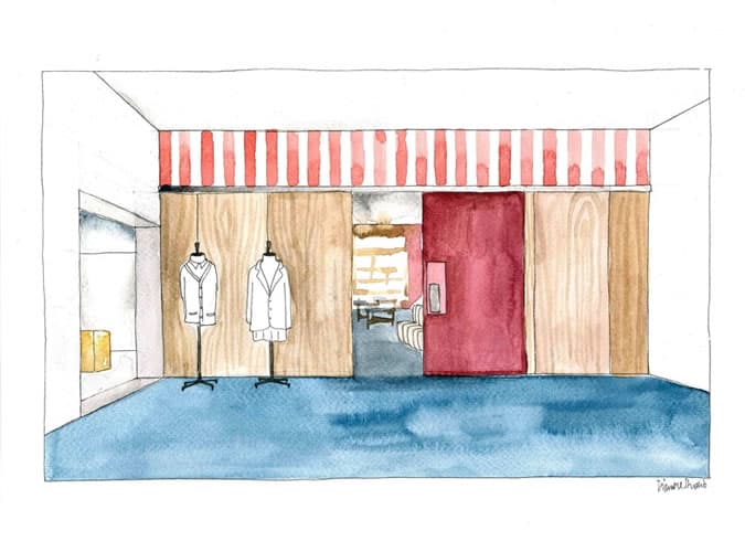 Cafe Kitsune London Pop-Up Store Sketches