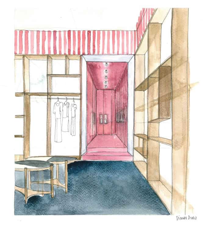 Cafe Kitsune London Pop-Up Store Sketches