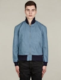 Levis Vintage Clothing Mens 1960s Sky Blue Denim Bomber Jacket