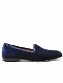 Mens Navy Velvet Slipper