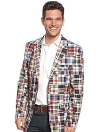 Club Room Jacket Patchwork Madras Blaze