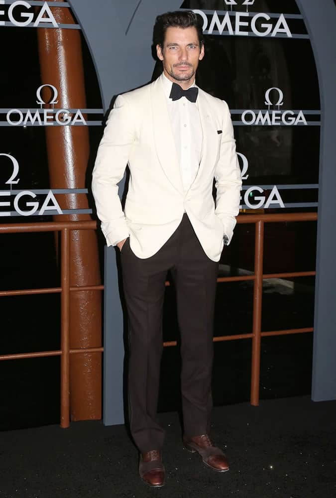 David Gandy wearing a white dinner jacket
