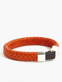 Miansai Orange Leather And Sterling Silver Bracelet