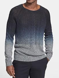 Vince Dip Dye Cable Knit Crewneck Sweater