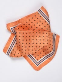 Orange & Navy Geometric Pocket Square