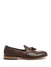 H By Hudson Brown Leather Tyska Tu Tassel Loafers
