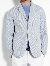 Hartford Blue Seersucker Patch Pocket Blazer