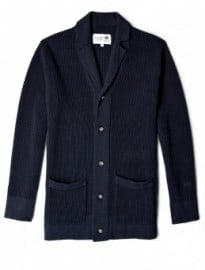 Wolsey 1755 Navy Rib Cotton Knit Hayle Cardigan