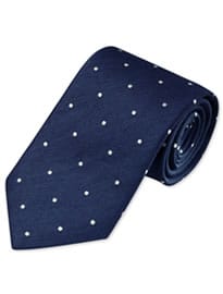 Navy & White Linen Spot Handmade Tie