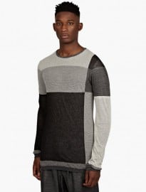 Rick Owens Men’s Black Stripe Crew Neck Knit Jumper