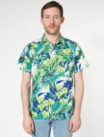 American Apparel Tropical Short Sleeve Button-up With Pocket