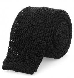 Black Knitted Silk Tie Nick Bronson