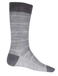 Pantherella Charcoal York Birdseye Stripe Wool-blend Ankle Socks
