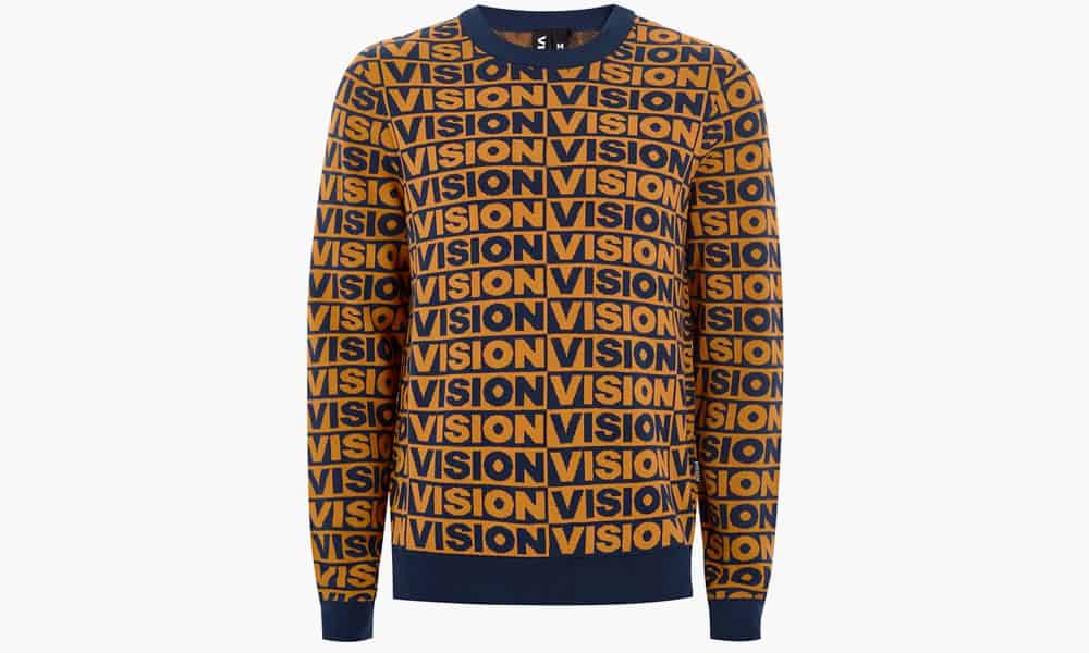 VISION STREET WEAR Navy And Orange Repeat Jumper