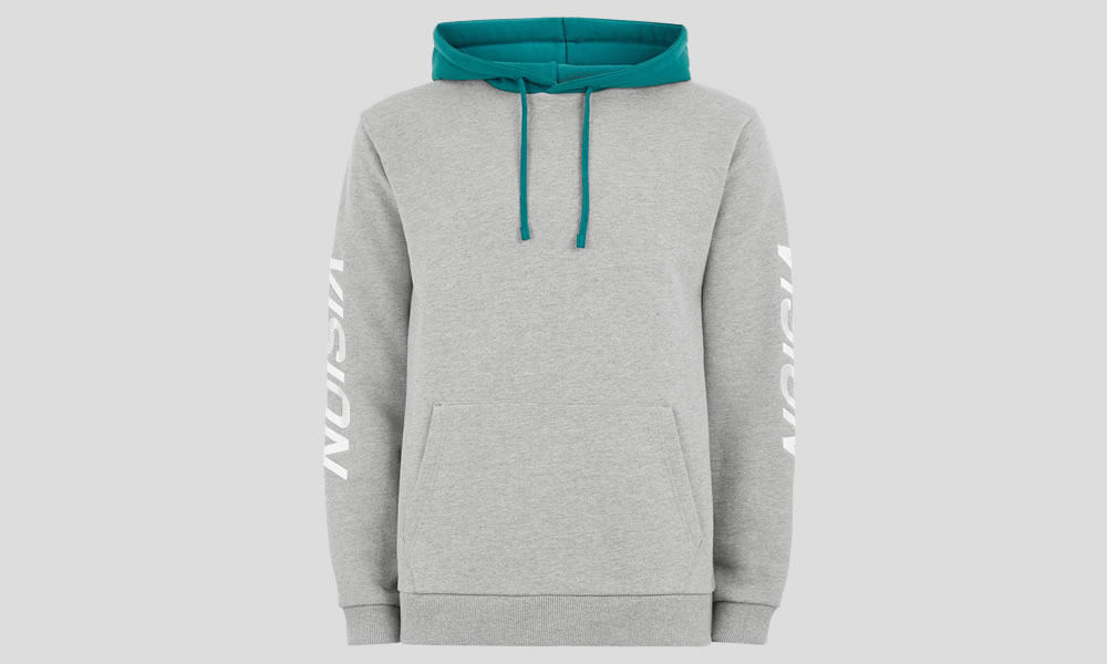 VISION STREET WEAR Grey And Teal Contrast Hoodie